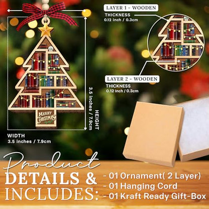HEXMOZ Book Lover Christmas Ornaments 2026 - Book Lovers Gifts for Women - color: Book Lover