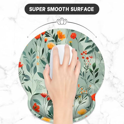 ITNRSIIET Ergonomic Mouse Pad with Wrist Support Wrist Rest Smooth Surface Non-Slip Rubber Base Comfortable Office Supplies Pain Relief, 9.8 x 9.1 inches, Beautiful Flowers - color: B02-Beautiful Flowers