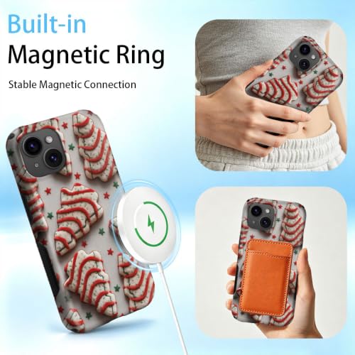 Compatible with iPhone 15 Plus Case,Wireless Charging Compatible,Patented 2‑in‑1 Dual‑Layer Protection, Hot Transfer Print Hard Shell Cover - Christmas Dim Sum Biscuits - color: Christmas Dim sum biscuits, size: iPhone 15 Plus