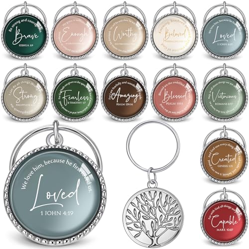 Equsion 36 Pcs Christian Keychain Bulk Mini Bible Keychains, Xmas - color: Xmas