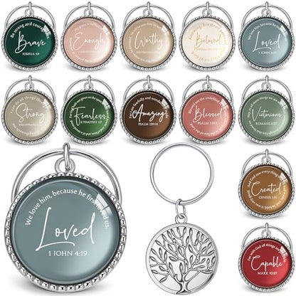 Equsion 36 Pcs Christian Keychain Bulk Mini Bible Keychains, Xmas - color: Xmas