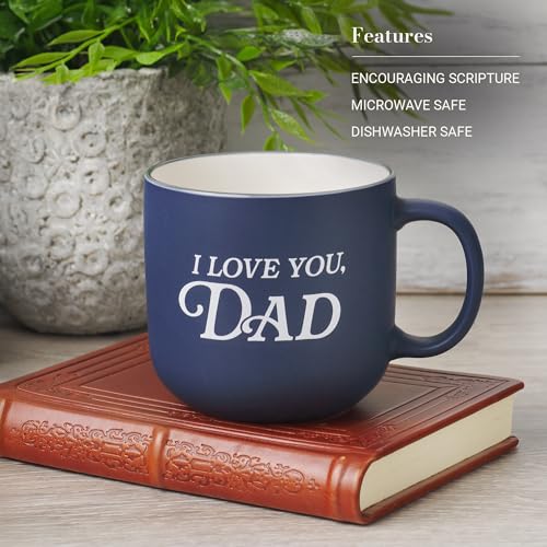 Christian Art Gifts I Love You, Dad Ceramic Coffee Mug, Non-toxic, Microwave/Dishwasher Safe, Navy Blue & White, 14 oz., Gift for Dad, Malachi 4:6 Bible Verse on Back - color: Navy Blue/Love You Dad, size: 14 Ounces