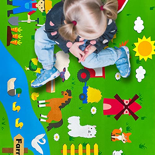 Farm Animals Felt Board Story Set, 3.6 Ft Wall Hanging Kit for Kids