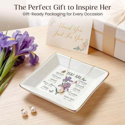 Birthday Gifts for Women, Iris Scripture Jewelry Dish, Christian Gifts - style: Iris: Faith & Hope, Wisdom, Valor & Strength