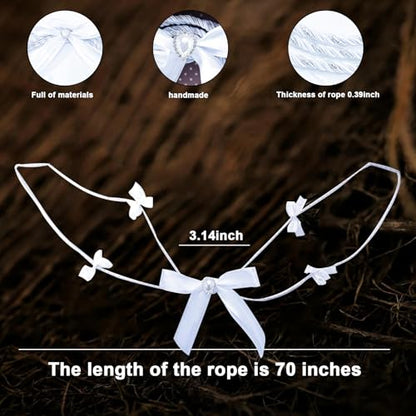 Wedding Lasso - Wedding Lasso Rope Catholicism Christian Wedding Ceremony,with 2 Pcs Prayer Beads，Bride and Groom Wedding Gift (Butterfly White) - color: Butterfly White