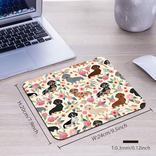 Dachshund Floral Seamless Design Mouse Pad, Sausage Dog Wiener Desk Mat - color: Sausage Dog