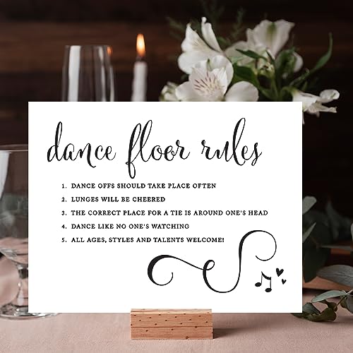 Andaz Press Wedding Party Signs, Formal Black and White, 8.5-inch x 11-inch, Dance Floor Rules, 1-Pack - color: Dance Floor Rules
