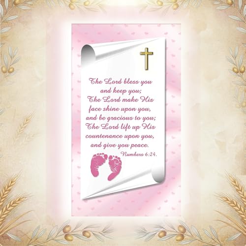 Baby Girl Blessing Picture Frame – Numbers 6:24 Scripture Keepsake Gift from Grandparents or Godparents – Holds 3.5x5 Photo - color: Girl Baby Blessing