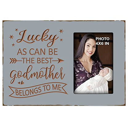 Lucky as Can Be the Best Godmother Belongs to Me Engraved Picture Frame - color: best godmother