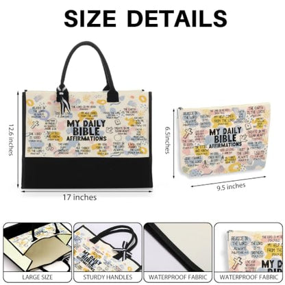 jeilink Inspirational Religious Gifts Boss Mom Birthday Christmas Tote Bag Canvas Reusable Grocery Beach Tote Black Pink - color: Bibleaffirmations 1708