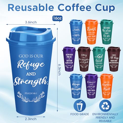 Skylety 20 Pack Christian Gifts Bulk 16oz Bible Verse Tumbler with Lids - color: Retro Color