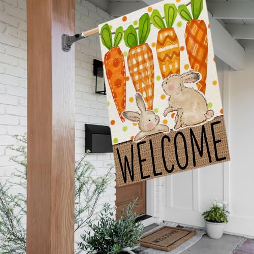 CROWNED BEAUTY Easter Carrots House Flag Outside 28x40 - size: 28"X40"