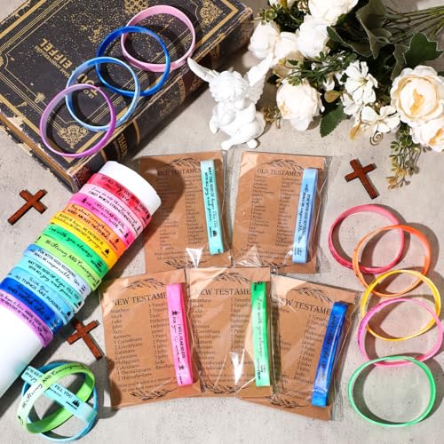 HyDren 36 Sets Bible Verse Bracelets, Religious Gifts Bulk - color: Watercolor