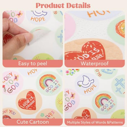 600 Pcs Christian Religious Stickers for for Kids 24 Styles - style: Drawing Style