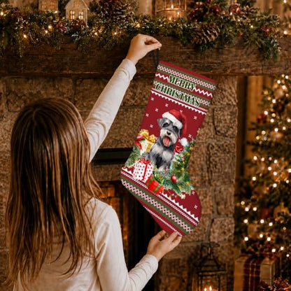 Schnauzer Red and Green Christmas Stockings 16 Inch - color: Christmas23