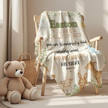 Personalized Baby Blankets with Name Christian Gift for Baby - color: Color a