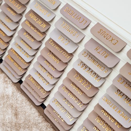 Laminated Bible Tabs for Women and Men, Gold Foil Embossed Lettering - style: Khaki