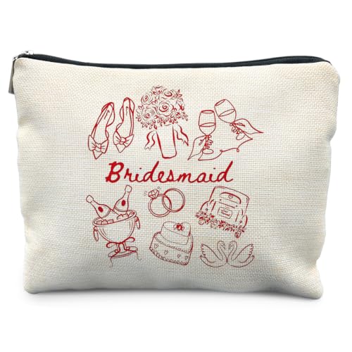 Bridesmaid Proposal Gifts Canvas Makeup Bag for Women Bestie - color: bridesmaid 2