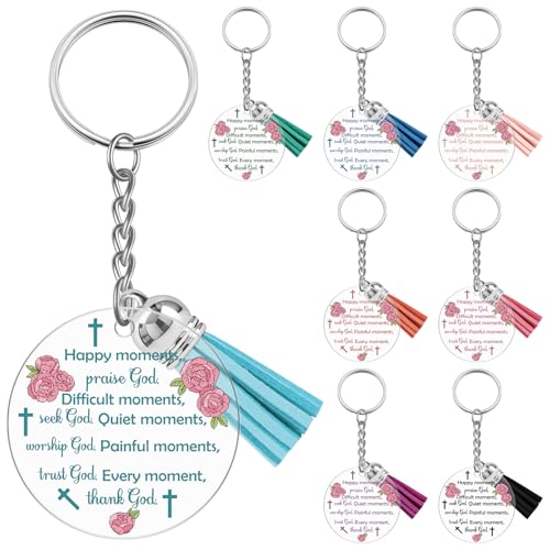 8Pcs Faith Christian Keychain for Women Bible Verse Religious Gifts for Pastor Friend Inspirational Bible Verse Key Chains Bulk for Friend Mothers Day Christmas Birthday Encouragement Keychains Bulk