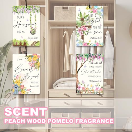4 Pcs Christian Car Air Fresheners,Floral Bible Verse Car Accessories - color: garden