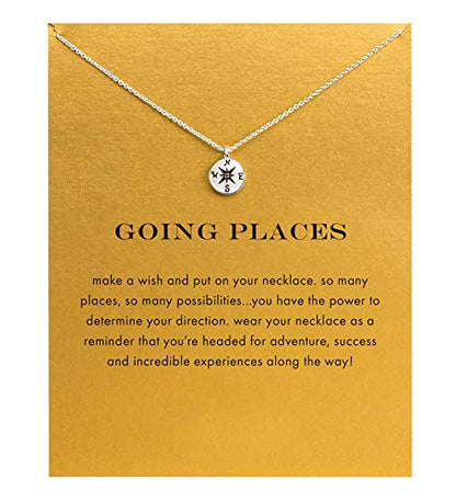Baydurcan Silvery Necklace for Women Pendant Chain Friendship Necklace Gift - style: compass 3s