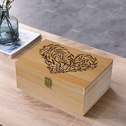 EXISTING Wooden Memory Keepsake Box, Large Keepsake Boxes with Lids - color: Khaki