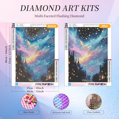 Diamond Art Kits for Adults, Starry Sky Diamond Painting Kit, 12x16 Inch - color: CYDP1P08