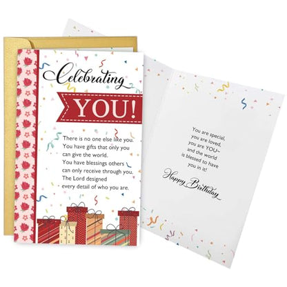 Qiliji Christian Birthday Card for Him Her, Religious Birthday Greeting Card, Inspirational Happy Bday Cards Gifts for Friends Family - color: Christian Birthday