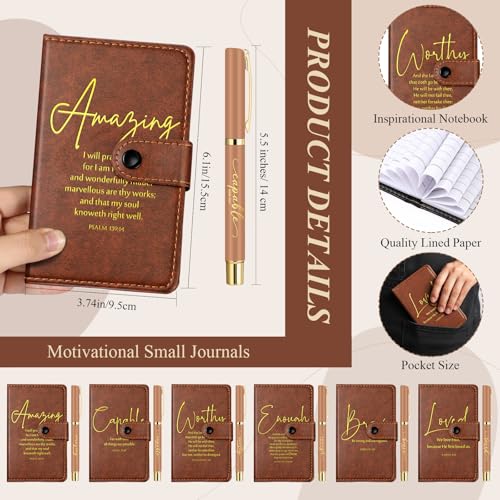 AmazingSpark 18 Pcs Christian Gifts Bulk Glass Cups Prayer Journals Pens - color: Brown, size: Bible Words