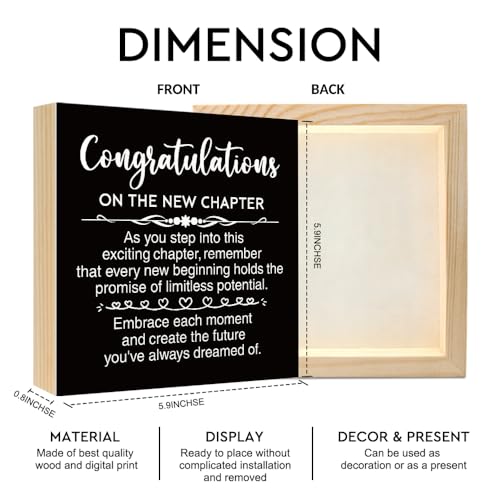 Funny Congratulations On The New Chapter 6x6 Inch Wood Box Signs - color: Black-White
