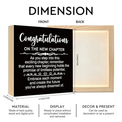 Funny Congratulations On The New Chapter 6x6 Inch Wood Box Signs - color: Black-White
