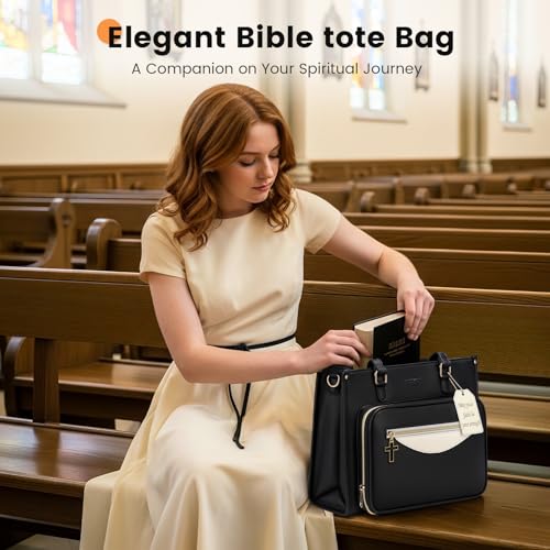 Ytonet Bible Bag with Bible Cover Case for Women, PU Leather Bible Tote Bag