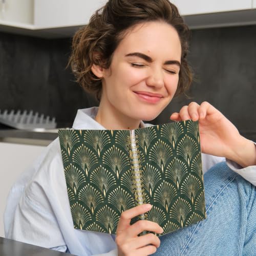 UTELKA Boho Green Notebook Dark Green Gold Journal, Vintage Gold Foil Spiral Journal Boho Notebook, Boho Gifts Notebook for Women Students Writers Artists 5.5x8.3 - color: Gold Foil Floral