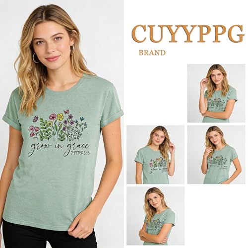 Christian T Shirts for Women God Jesus Faith Graphic Tees - color: Light Green-c, size: Medium