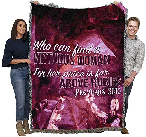 Pure Country Weavers Who Can Find A Virtuous Woman Blanket - Scriptures - Proverbs 31:10 - Religious Gift Tapestry Throw Woven from Cotton - Made in the USA (72x54) - color: Proverbs 31:10, size: 72" x 54"