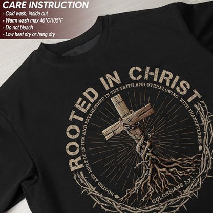 Rooted in Christ Shirt, Jesus Tee, Christian Shirt Men 2 - color: Black, size: XX-Large