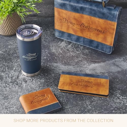 Christian Art Gifts Large Stainless Steel Scripture Tumbler Travel Mug - color: Navy/Be Strong