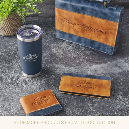 Christian Art Gifts Large Stainless Steel Scripture Tumbler Travel Mug - color: Navy/Be Strong