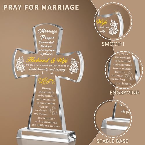 Ghtixsu Marriage Prayer Cross Wedding Gifts for Couples, Religious Cross Engagement Gifts for Bride and Groom, Bridal Shower Gift for Women Men - color: Marriage Prayer Cross Wedding Gifts