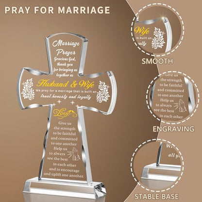 Ghtixsu Marriage Prayer Cross Wedding Gifts for Couples, Religious Cross Engagement Gifts for Bride and Groom, Bridal Shower Gift for Women Men - color: Marriage Prayer Cross Wedding Gifts