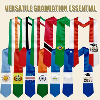 National Flag Graduation Stole Sash - 72" Long Unisex Honors Stole for Students - color: India