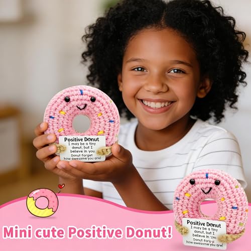 RainVibe Inspirational Bible Verse Jar with Crochet Donut Doll - 96 Prayer Cards for Mom, Women, Teens | Christian Home Decor & Spiritual Encouragement - style: Donut