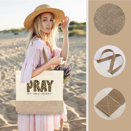 Tote Bag, Gifts for Women Friends Girlfriend Coworker Wife Mom Reusable Tote Bags Birthday Thank You Gift - color: Leopard Pray