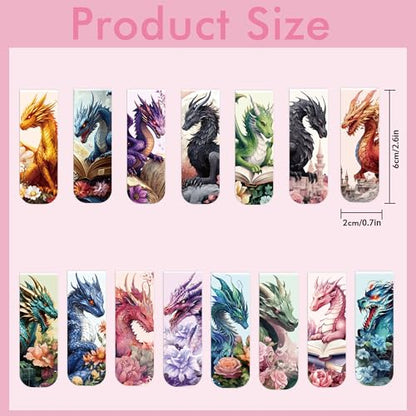 Dragon Floral Magnetic Bookmarks, Book Marks for Men and Teen Readers - style: Dragon