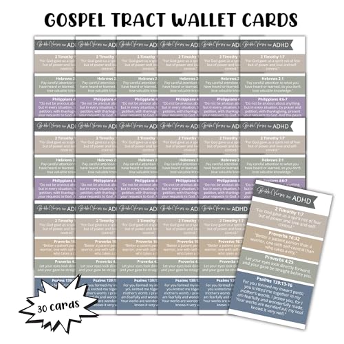 ADHD Bible Verses Wallet Cards 30pk 2x3.5” Handouts Pocket Guide for Dealing with ADD Biblically What Does Scripture Say About Attention Bible Verses