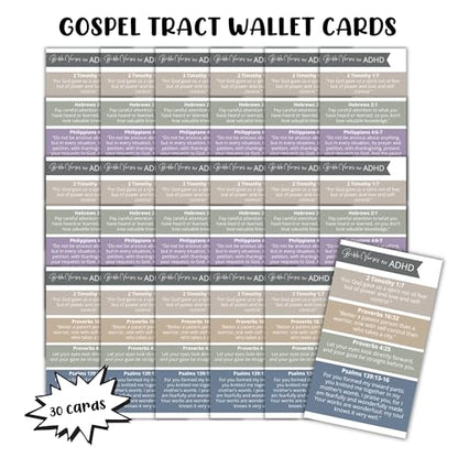 ADHD Bible Verses Wallet Cards 30pk 2x3.5” Handouts Pocket Guide for Dealing with ADD Biblically What Does Scripture Say About Attention Bible Verses