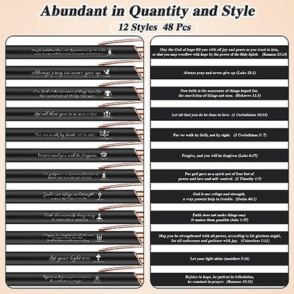 Chuangdi 48 Pcs Bible Verse Pens Bulk Black Ink Pens, Black - color: Black