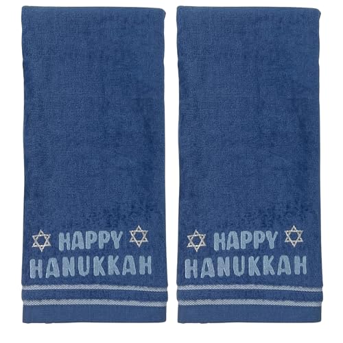Star of David Blue Guest Hand Bathroom Towels Elegant Happy Hanukkah 16x26" - color: Hannukah