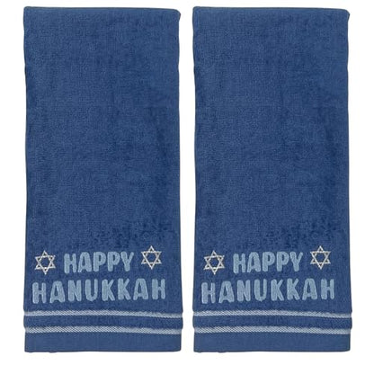 Star of David Blue Guest Hand Bathroom Towels Elegant Happy Hanukkah 16x26" - color: Hannukah