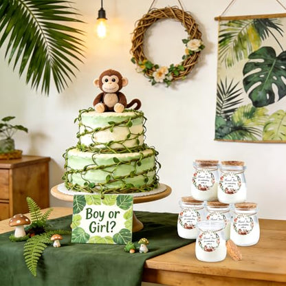 24Pcs Baby Shower Candle Jungle Party Favors Lavender Scented Glass Jars Wax Candle Bulk with Thank You Cards Organza Bags for Guests Boy Girl Birthday Gender Reveal Gift Souvenirs (Jungle, 24) - style: Jungle